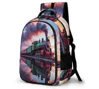 WECECE Sac d'École Train CE2 CM1 CM2 Garçon Fille Cartable Coloré Chemin de Fer 9 Ans Sac à Dos Léger Imperméable pour Cours Randonnée Sorties, Daypack Cours Voyage et Loisirs
