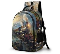 WECECE Sac d'École Vapeur Train CE1 CE2 CM1 Fille Garçon Sac à Dos Chemin de Fer Train 10 Ans Cartable Imperméable Durable pour École Voyage Loisirs, Backpack Rentrée Scolaire et Cadeau