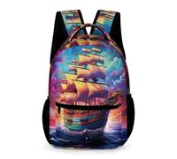 WECECE Sac d'École Voilier Motif Garçons 9 Ans Cartable Scolaire Coloré Nuages CM1 Filles Sac à Dos Léger Durable 43x32x15 cm Usage Quotidien Livres Cahiers