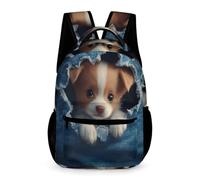 WECECE Sac Scolaire 3D Mignon Chien Garçons Filles 6-9 Ans Sac à Dos Animal Chiot CP-CM1 Enfants Cartable Solide 43x32x15 cm pour Balade Études Usage École