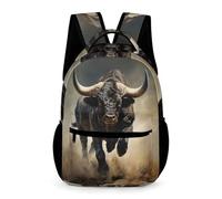 WECECE Sac Scolaire Bison Buffle Garçon Fille 10 Ans Sac à Dos Vache Taureau CM2 Élèves Cartable Léger Durable 43x32x15 cm pour Voyage Loisirs Livres Cahiers