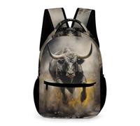 WECECE Sac Scolaire Bison Vache Garçon Fille 8-12 Ans Sac à Dos Vache Buffle CE2-5e Enfants Cartable Durable 43x32x15 cm pour Cadeau de Rentrée Livres Cahiers