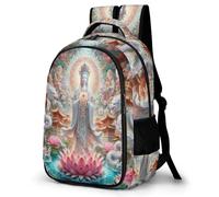WECECE Sac Scolaire Bouddha Lotus Primaire Fille Garçon Cartable Bouddhisme 9-12 Ans Grand Format Léger Durable pour Cadeau du Nouvel An École Voyage et Loisirs Usage Quotidien