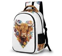 WECECE Sac Scolaire Bovin Highland Primaire Garçon Fille Cartable Animal Taureau 15 Ans Sac à Dos Imperméable Durable pour Voyage Randonnée Loisirs, Backpack Cours Voyage et Loisirs
