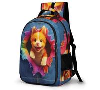 WECECE Sac Scolaire Coloré 3D Chien Adolescents 12 Ans Cartable Design Animal Chiot Élèves Collège Cartable Scolaire, pour Enfants Grand À la Mode Cadeau de Rentrée Loisirs