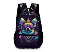 WECECE Sac Scolaire Cool Corgi Chien Élèves 6-8 Ans Sac à Dos Animal Chiot CP-CE2 Enfants Cartable Solide 43x32x15 cm pour Loisirs Quotidien Livres Cahiers