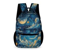 WECECE Sac Scolaire Étoilé Ciel Nuages Filles Garçons 8 Ans Sac à Dos Planètes CE2 Ado Cartable Moderne 43x32x15 cm pour Rentrée des Classes Livres Cahiers