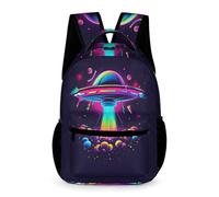 WECECE Sac Scolaire Étoilé Ciel OVNI Enfants 13 Ans Sac à Dos Vaisseau Spatial 4e Élèves Cartable Léger Durable 43x32x15 cm pour Cours Voyage Usage École