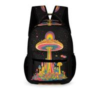 WECECE Sac Scolaire Étoilé Ciel OVNI Enfants 13 Ans Sac à Dos Vaisseau Spatial 4e Élèves Cartable Léger Durable 43x32x15 cm pour Cours Voyage Usage École