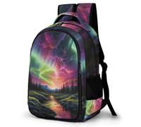 WECECE Sac Scolaire Garçon Fille Motif Aurore CE2 CM1 Cartable Beau Paysage 9-13 Ans Sac à Dos Léger Grand Format pour Voyage Randonnée Loisirs, School Bag Cours Voyage et Loisirs