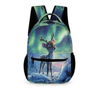 WECECE Sac Scolaire Imprimé Bébé Renne Garçon Primaire CM1 Sac d'École Kawaii Cerf Fille 8-12 Ans Bookbag Poche Avant Pratique Livres Petits Objets Cours Voyage Quotidien