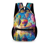WECECE Sac Scolaire Montgolfière Filles Garçons 8 Ans Sac à Dos Coloré Paysage CE2 Ado Cartable Moderne 43x32x15 cm pour Rentrée des Classes Livres Cahiers