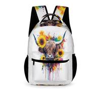 WECECE Vache des Highlands Sac À Dos Pour Enfant Ordinateur Portable Sac À Dos Imprimé Animal Taureau De Voyage Sacs D'école De Randonnée