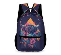WECECE Vache des Highlands Sac À Dos Spacieux Avec Beaucoup De Place Cartable Imprimé Animal Taureau Pour Et Garçons Sac D’école Léger Pour Les Enfants
