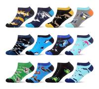 WeciBor Hommes Coton Coloré Motif Chaussettes Chevilles, 12 Paires Multicolore Animalier, Taille 43-46
