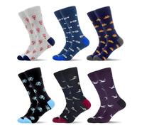 WeciBor Lot de 6/12 paires de chaussettes mi-longues à motifs en coton pour | Bout sans couture, différents motifs géométriques, coton doux respirant, pour le bureau, les affaires décontractées et la vie