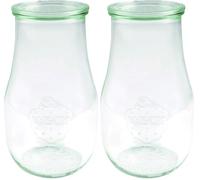Weck 739 Verre à tulipe 2700 ml (réchaud de haute qualité, 1 mache en verre avec couvercle en verre pour conservation de la chaleur, passe au micro-ondes, bord rond) Transparent (Lot de 2)