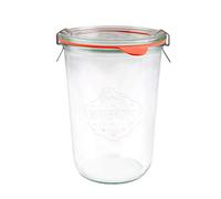 WECK 743 Bocaux Verre, Pot de rangement à bouche large avec couvercle en verre, joint et pinces pour levain, conservation, yaourt, kimchi, confiture. 850 ml