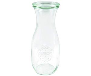 Weck 764 Lot de 6 bouteilles de jus de qualité supérieure en verre avec couvercle en verre résistant à la chaleur Passe au micro-ondes et au four Contours arrondis 500 ml
