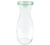 Weck 766 Lot de 6 bouteilles de jus de 1 l (jetables de qualité supérieure, avec couvercle en verre, convient pour les liquides, résistant à la chaleur, passe au micro-ondes, passe au four, verre à