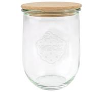 Weck 79198 Lot de 6 bocaux en verre en forme de tulipe avec couvercle en bois et joint en silicone pour pâtes/épices/céréales Transparent 1000 ml