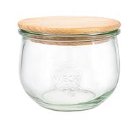 Weck 79199 Lot de 6 bocaux en forme de tulipe avec couvercle en bois et joint en silicone pour pâtes/épices/céréales #744
