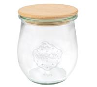 Weck 79200 Lot de 12 bocaux en forme de tulipe avec couvercle en bois et joint en silicone pour pâtes/épices/céréales 762
