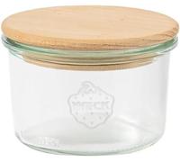 Weck 79201 Lot de 12 bocaux en verre avec couvercle en bois et joint en silicone pour dessert, dipps, aliments