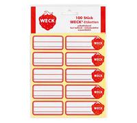 WECK 80812 Étiquettes autocollantes solides, solubles à l'eau, sans résidus, blanc/rouge (paquet de 100)