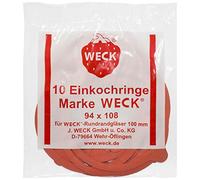 Weck - Anneaux de conservation en caoutchouc rouge 94 x 108 mm - 10 pièces - Pour bocaux Weck - Fermeture hermétique avec pince - Dishwasher et Microwave safe