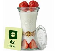 WECK - Bocal en verre avec couvercle - 160 ml - Lot de 6 - Petite taille | Verrine avec Couvercle - Verre résistant pour cuisiner et mariner - Idéale pour les desserts - Fabriquée en Allemagne