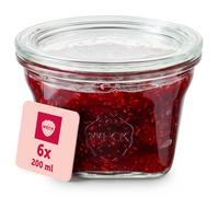 WECK - Boîtes de Conservation en Verre - 200 ml - Lot de 6 - Quadros | Boîtes alimentaires en verre résistant avec couvercle - Pour conserves et desserts - Empilables - Fabriquées en Allemagne