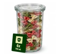 WECK - Boîtes de Conservation en Verre - 750 ml - Lot de 6 - Forme Tulipe | Bocaux en verre résistant avec couvercle - Pour conserves et préparation de repas - Empilables - Réutilisables