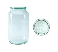 WECK - Boîtes de Conservation en Verre - Cylindrique - 3000 ml - Lot de 4 | Bocaux en verre résistant avec couvercle - Pour conserves, jus, ingrédients secs - Réutilisables - Empilables