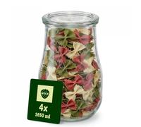 Weck - Boîtes de Conservation en Verre - Forme Tulipe - 1650 ml - Lot de 4 | Bocaux en verre résistant avec couvercle - Pour conserves, fermentation, préparation de repas - Réutilisables - Empilables