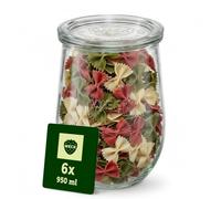 Weck - Boîtes de Conservation en Verre - Forme Tulipe - 950 ml - Lot de 6 | Bocaux en verre résistant avec couvercle - Pour conserves, fermentation, préparation de repas - Réutilisables - Empilables