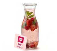 WECK - Bouteille en Verre 1000 ml - Avec Couvercle - Lot de 6 | Contenant en verre avec couvercle - Carafe pour les liquides, les conserves ou autre - Idée cadeau