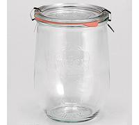 WECK Rundrandglas Tulpe 1 l 4er Tray mit Deckel 100mm, Ring und Klammern