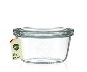 Weck Lot de 6 pots à fraîcheur, forme/Bocaux en verre 290 ml RR100 Accessoires avec choix original Réveil dans le carton transparent