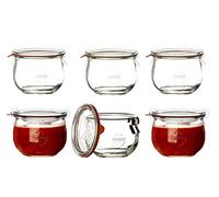Weck – Lot de 6 Pots Tulipe 580 ml avec Couvercle 100 mm, Joint et Clips – Verre Transparent