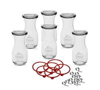 Weck Pot Juice 290 ML avec Couvercle 60 mm complets et Clips de Garniture boîte de 6 pièces Transparent