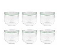 Weck RR100 Lot de 6 bocaux de conservation en forme de tulipe avec couvercle en verre et couvercle fraîcheur 500 ml