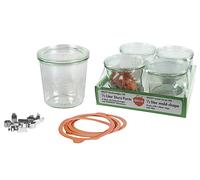 WECK Rundrandglas Sturz 0,5 l 4er Tray mit Deckel, Ring und Klammern