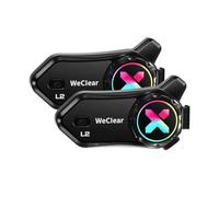 WeClear 2X L2 Intercom Moto Bluetooth de 2 Voies, Multitâche Audio/RGB | Casques Moto Bluetooth avec Partage de Musique, Assistant Vocal, Réduction du Bruit DSP, 40mm Haut-parleur, 1000mAh Batterie