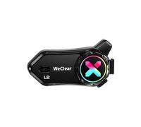 WeClear L2 Intercom Moto Bluetooth de 2 Voies, Multitâche Audio/Lumière RGB | Casques Moto Bluetooth avec Partage de Musique, Assistant Vocal, Réduction du Bruit DSP, 40mm Haut-parleur, 1000mAh Batterie