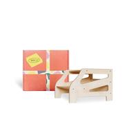 Weco Marchepied avec 2 marches design à rayures - Tabouret en bois pour enfant - Pour salle de bain, cuisine, chambre d'enfant à partir de 2 ans - Tabouret de toilette en bois - Meuble pour chambre