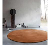 Wecon Home Basics Anna Tapis moelleux à poils longs, design élégant et élégant pour salon, chambre à coucher et plus (100 cm, rond, terre cuite)