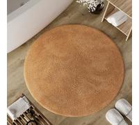 Wecon Home Basics Erik Tapis de bain en coton doux touffeté antidérapant et lavable avec poils doux et aspect clair (80 cm, rond, terre cuite)