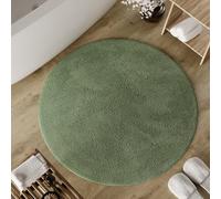Wecon Home Basics Erik Tapis de bain en coton doux touffeté antidérapant et lavable avec poils doux et aspect clair (80 cm, rond, vert)