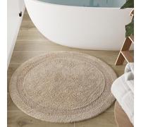 Wecon Home Basics Knut Tapis de bain en coton doux touffeté avec bordure Antidérapant et lavable (80 cm rond, beige)